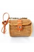 Mini Barrel ata rattan handwoven bag with leather clip